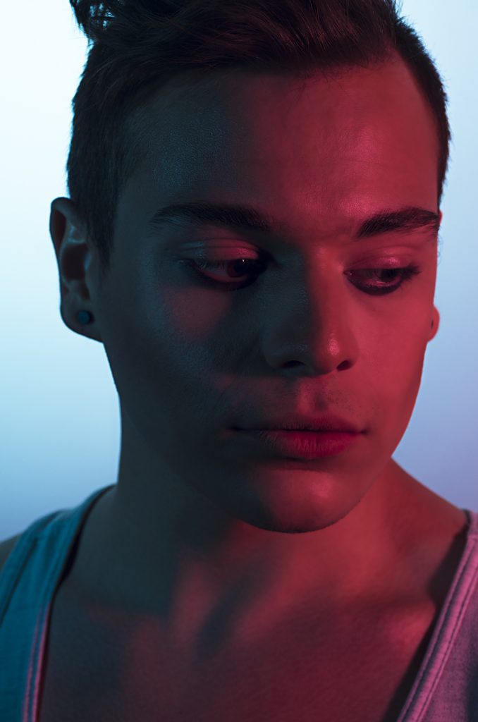 closeup neon rouge et bleu